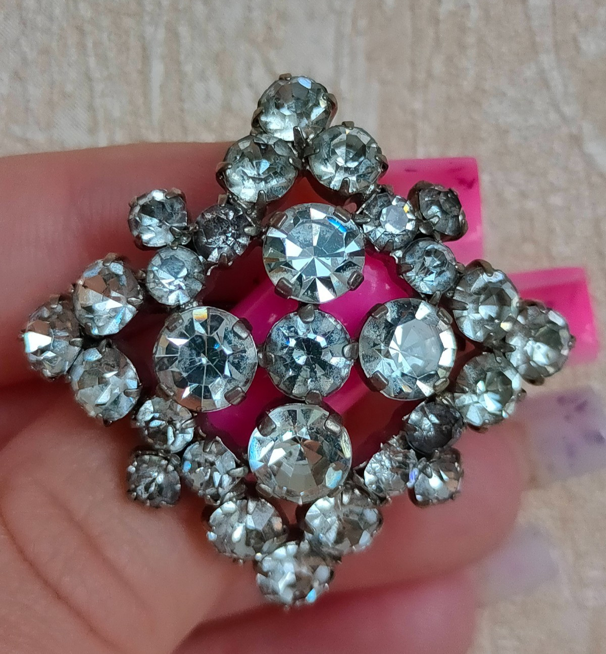 Vintage set of Soviet Czechoslovakian brooches with stones, 3 pcs. USSR.