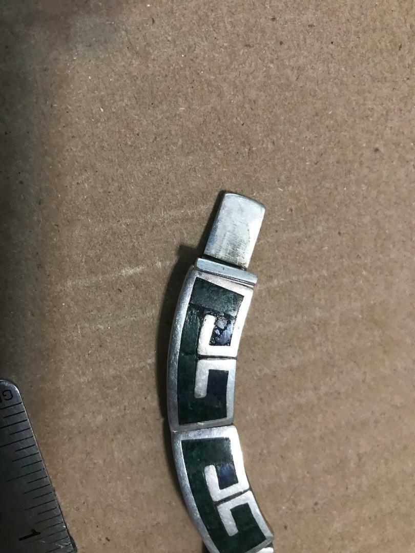 Vintage Signed Sterling 925 Taxco Los Castillo Necklace Inlay