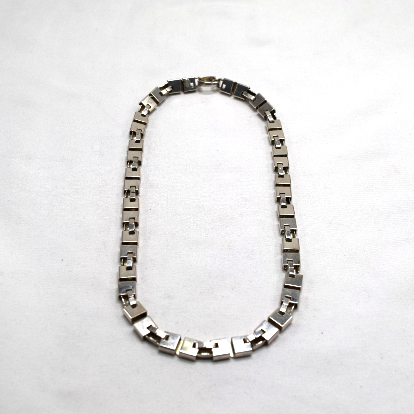 Rare 1971 Henkel Grossé Germany Sterling Silver Modernist Link Necklace-17”, 42g