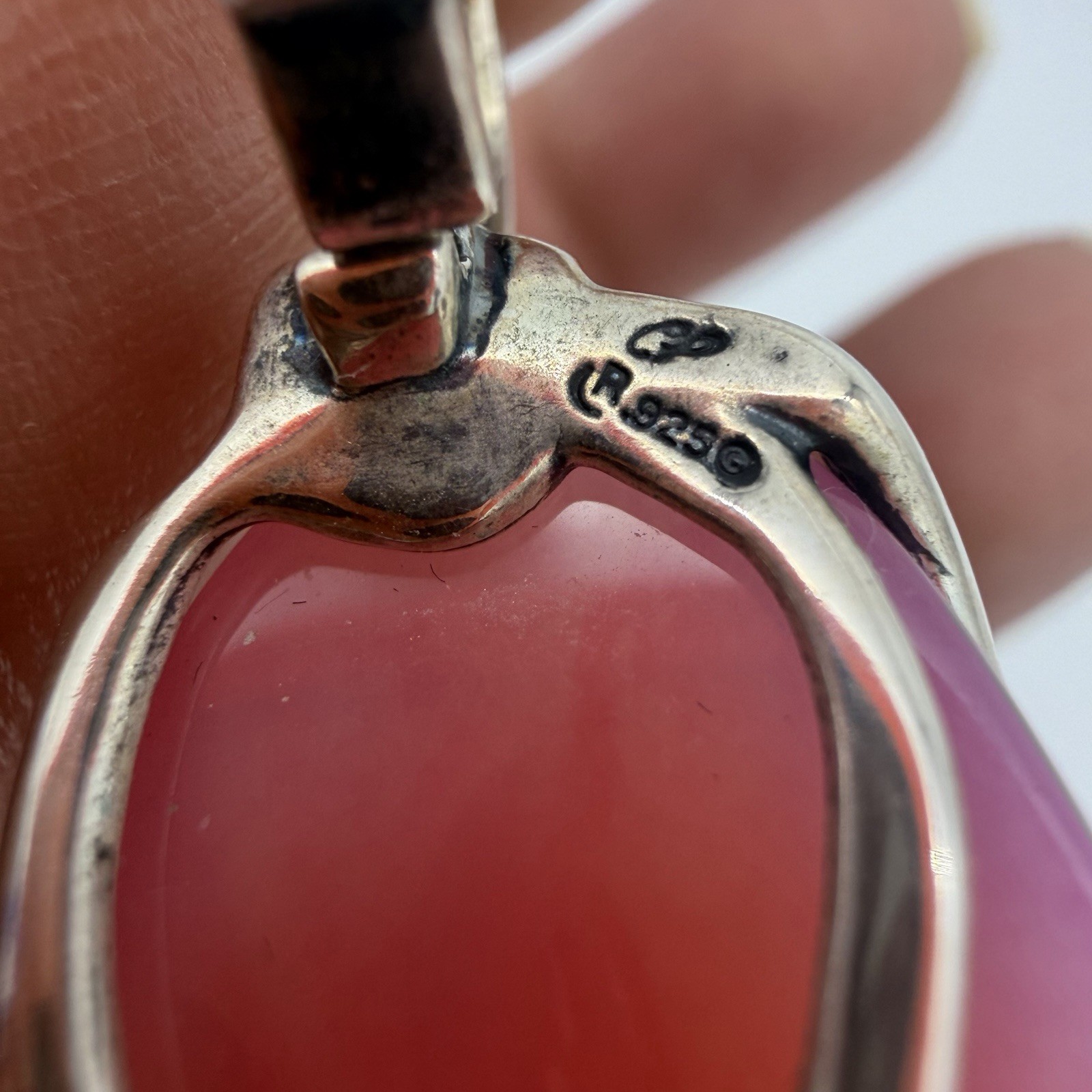 Carolyn Pollack Sterling Silver Pink Chalcedony Enhancer Pendant Modernist QVC