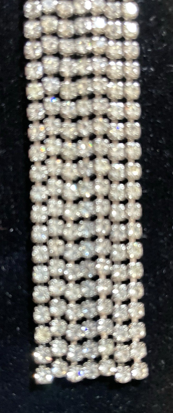 VTG KRAMER OF NEW YORK RHINESTONE WATERFALL TASSEL STATEMENT BROOCH PIN 3-7/8″ L