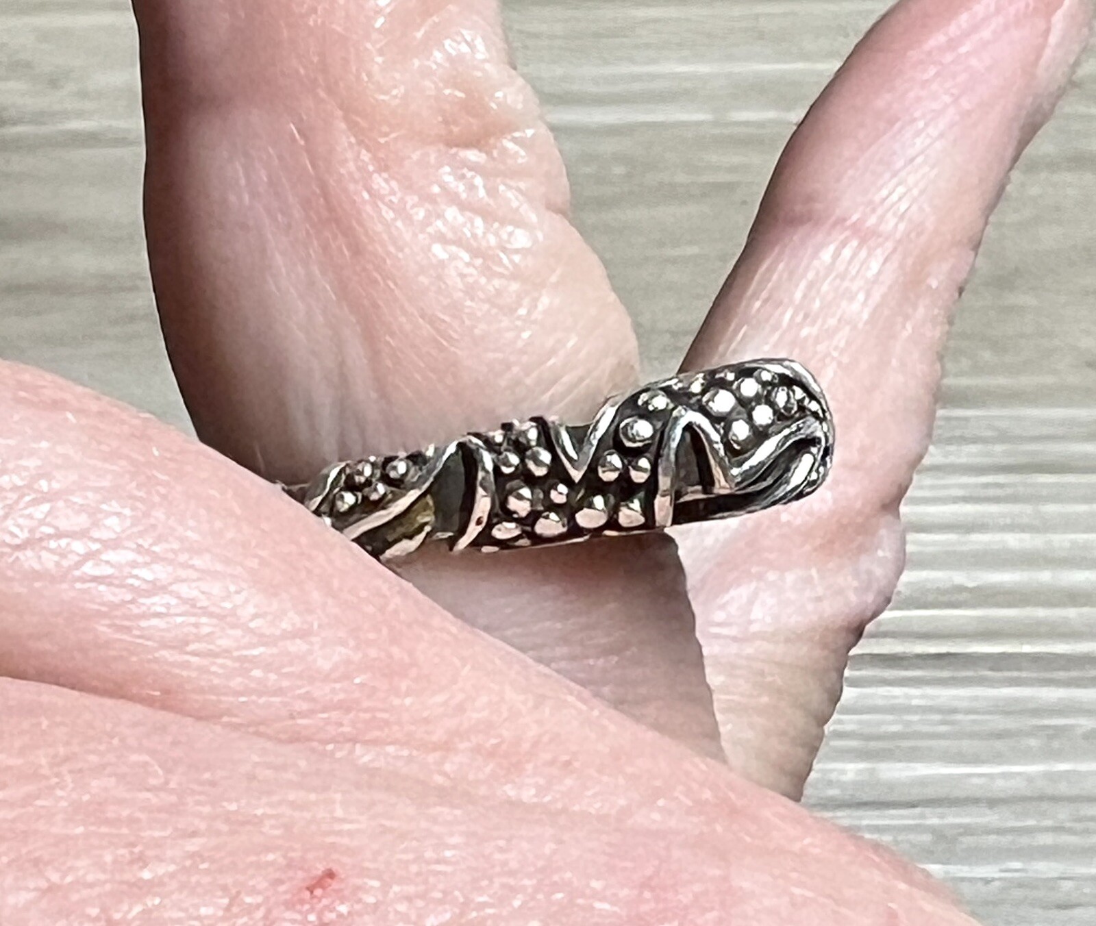 Vintage Designer Dian Malouf Sterling Silver Tall Tribal Stack Ring, Size 6.5