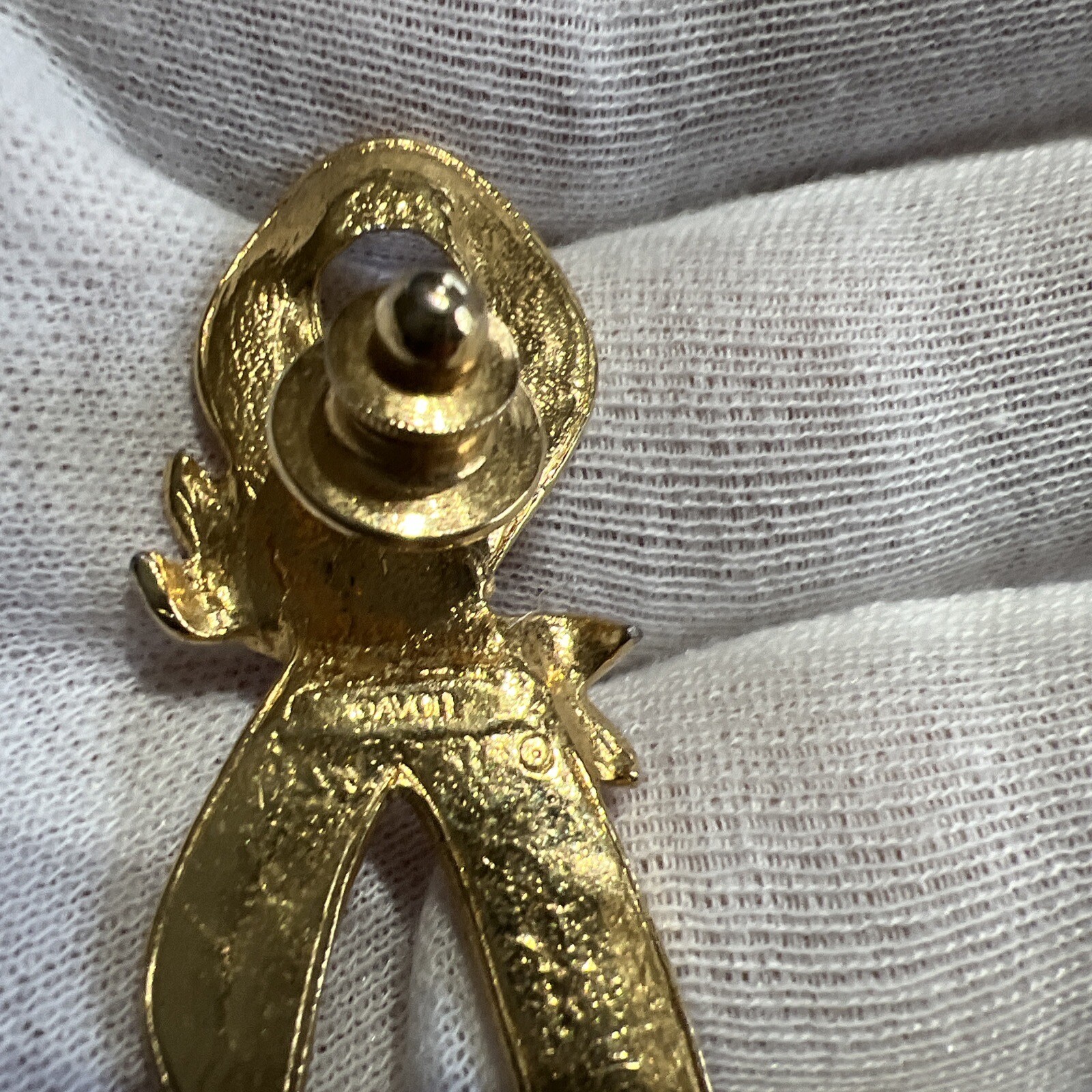 Avon Breast Cancer Lapel Pin Pink Ribbon Rose Gold Plated Enamel Stamped VTG