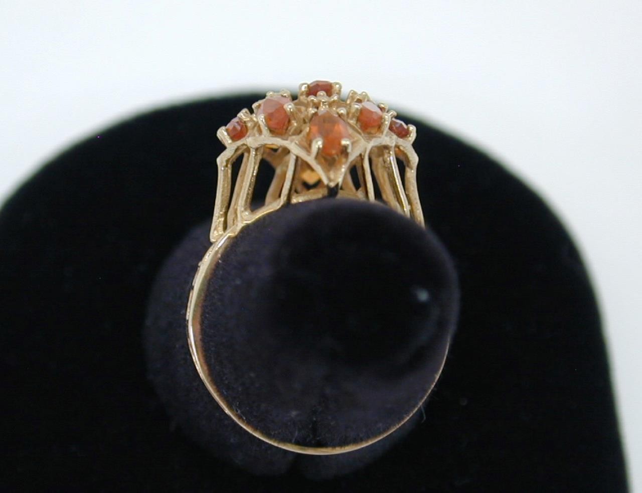 Vintage 10K Yellow Gold Citrine Marquise Cluster Cocktail Ring Size 6 417 Solid