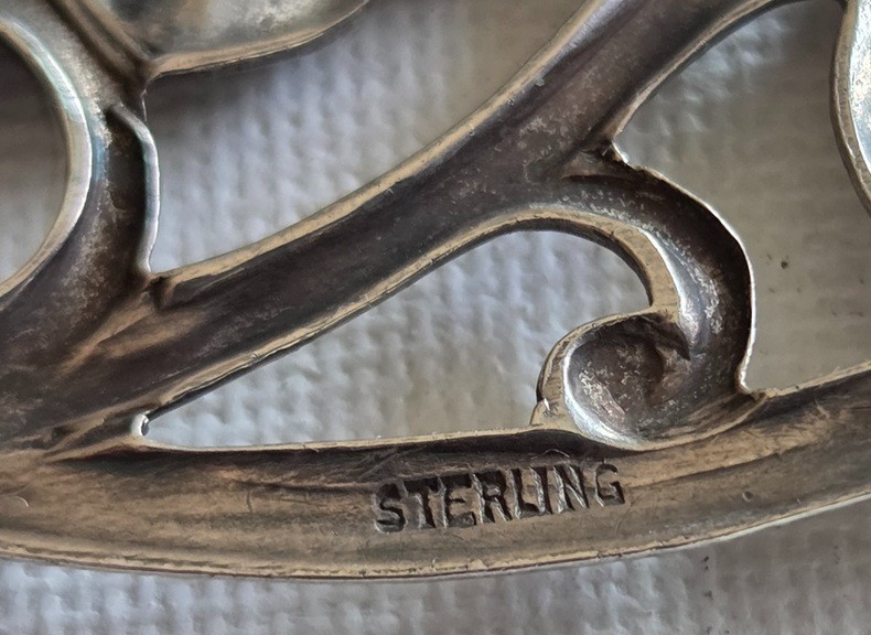 Sterling Silver Flower Brooch, signed N.E. From. Denmark