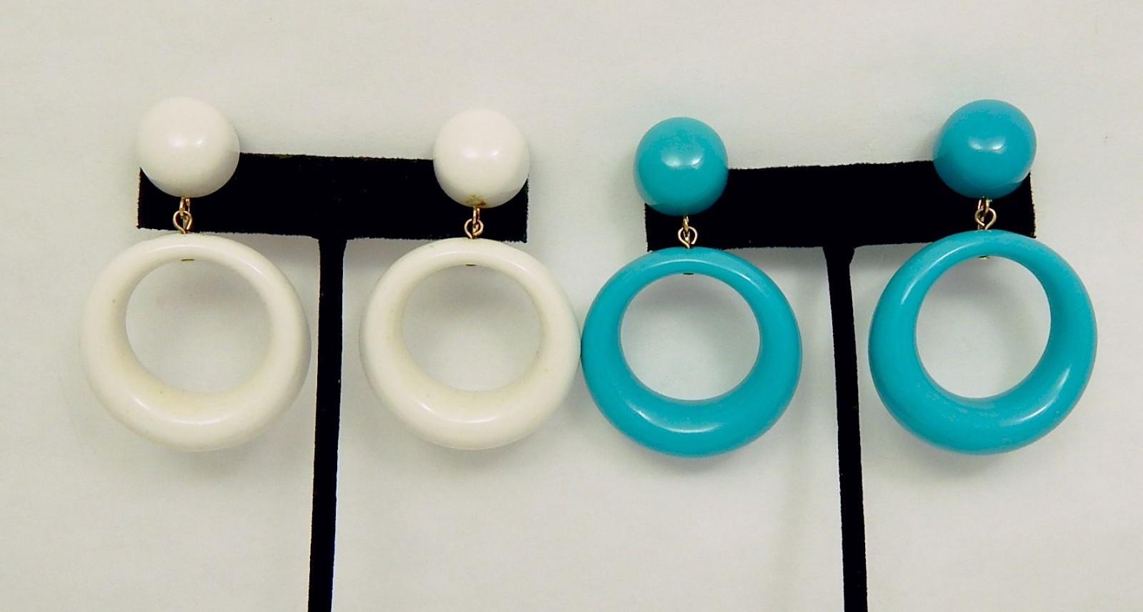 KJL Clip Earring Lot Carved Coral Turquoise White Black Dangles Kenneth J Lane