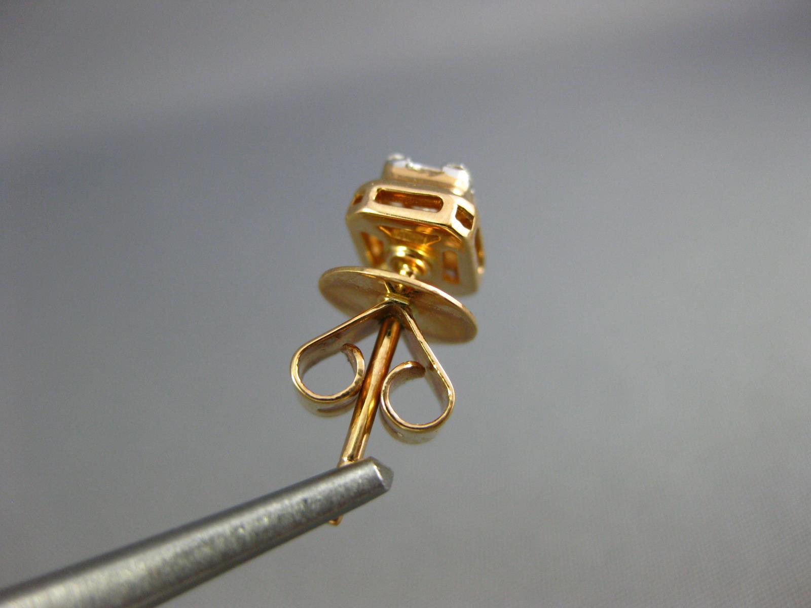 ESTATE .28CT DIAMOND 18K ROSE GOLD ROUND & BAGUETTE CLUSTER SQUARE STUD EARRINGS