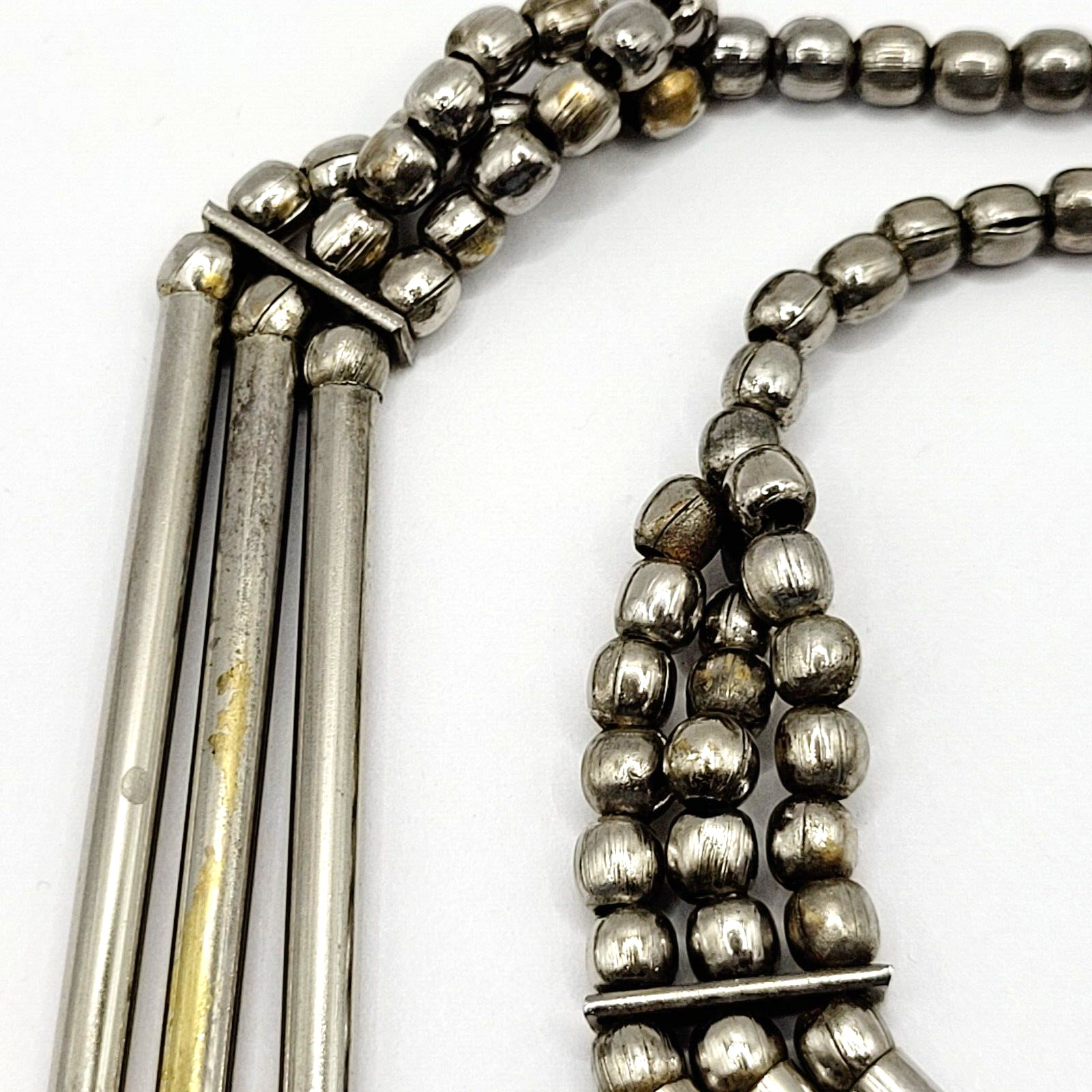 Unique Style Native Brutalist Industrial Silver Tone Metal Vtg Necklace 29 Inch
