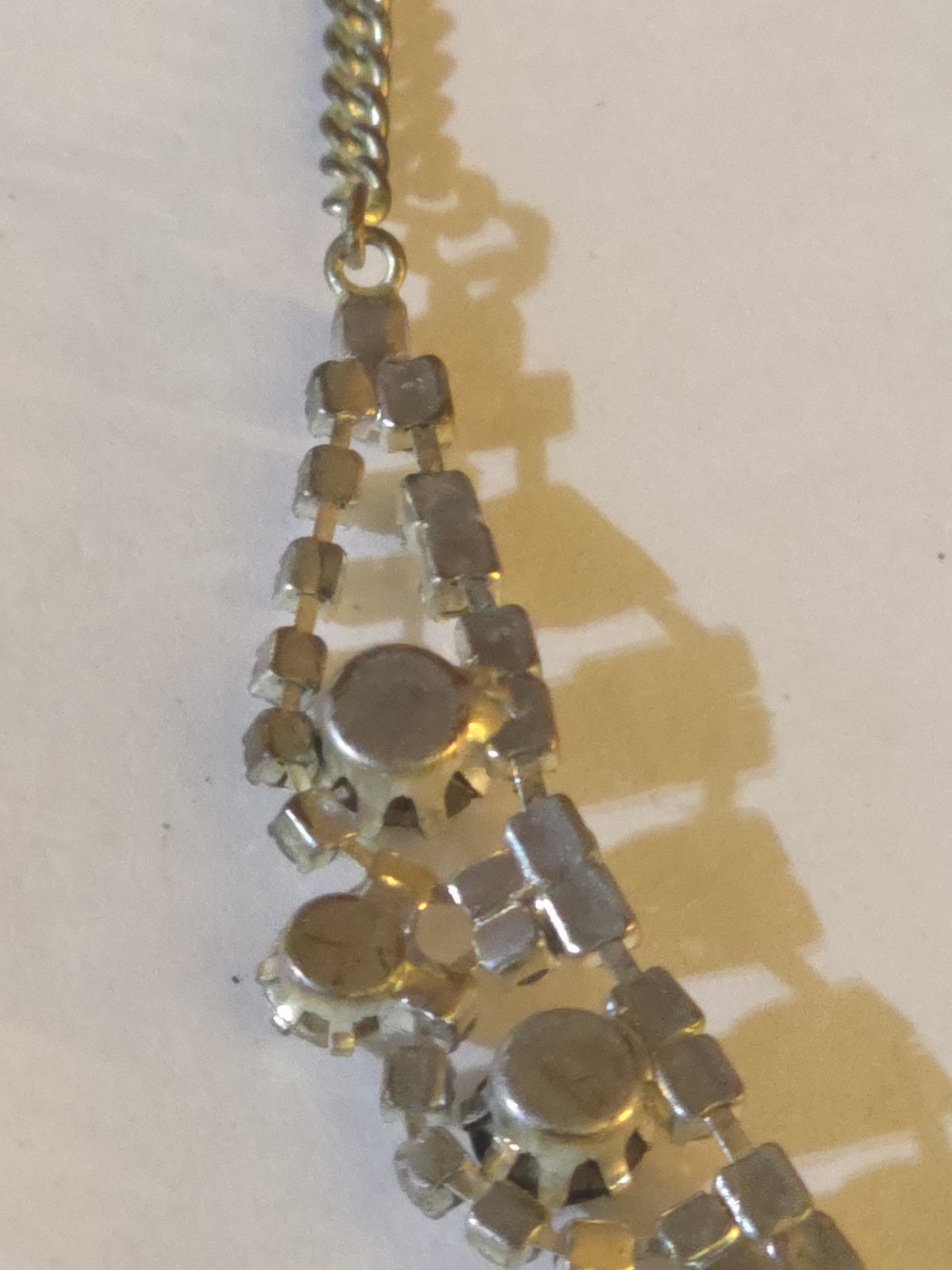 Vintage Rhinestone black clear tennis necklace 18″
