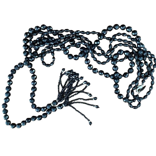 Coldwater Creek Black Flapper Necklace Glass Bead Rope Opera Lariat Sautoir VTG