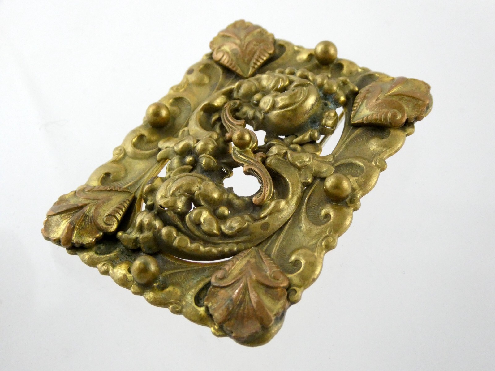 Vintage Brass Goldtone Belt Buckle Style Brooch or Pin Unsigned 25g 2 3/8 Inches