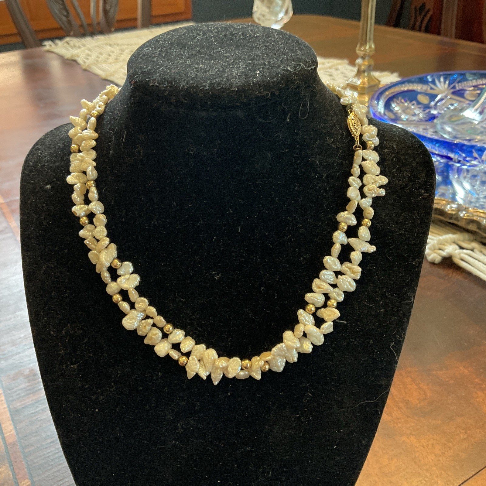 14K Gold&Rice Pearl Necklace 31” Long Convertible Single or Double Strand,21.56g