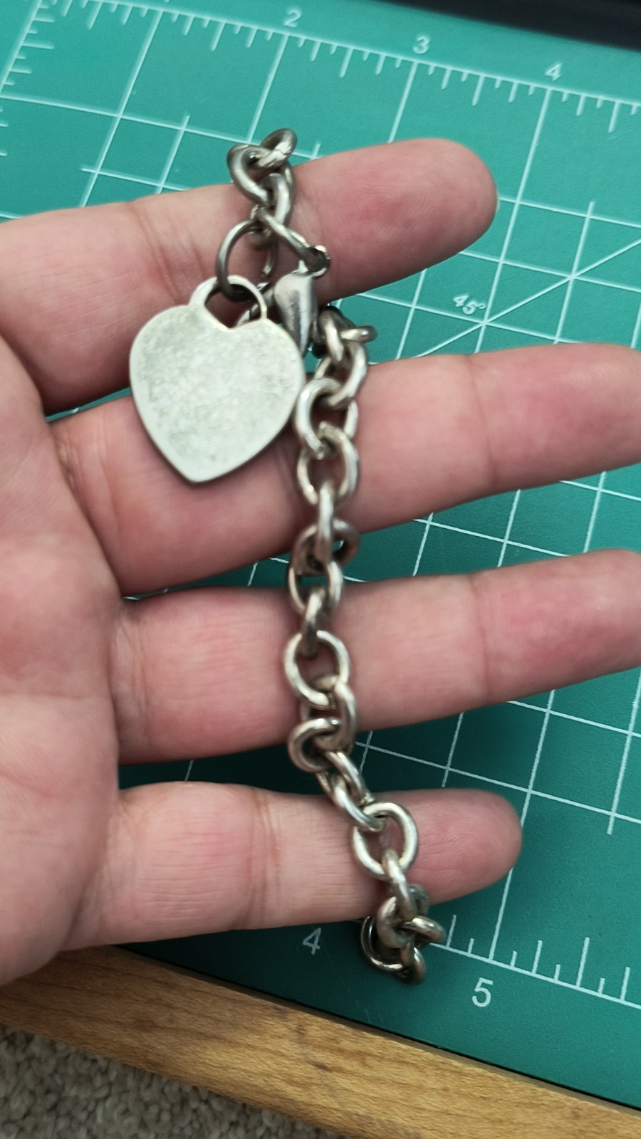 Silver Tone Heart Charm Bracelet, Bold Style & Size – 8″ Long, Classic Link, Fob