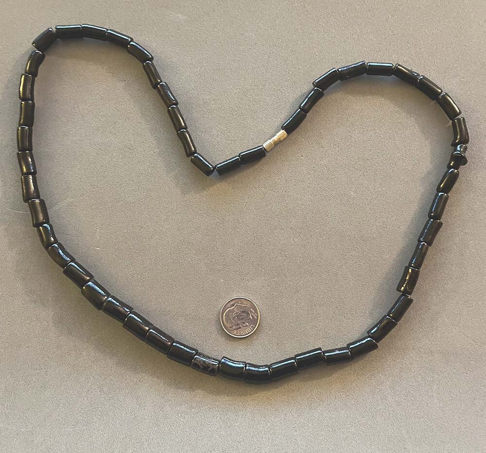 Vintage Black Coral Branch Tube Bead Necklace 24″ Long 24.5 g