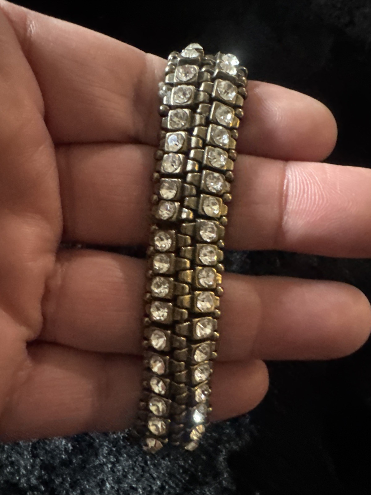 Vintage Prong Set Rhinestone Expanding Bracelet