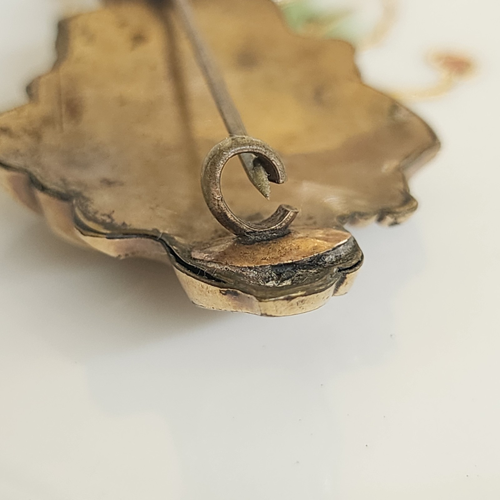 Antique Victorian Era Repousse Goldtone Brooch Garden Log Ivy Brooch