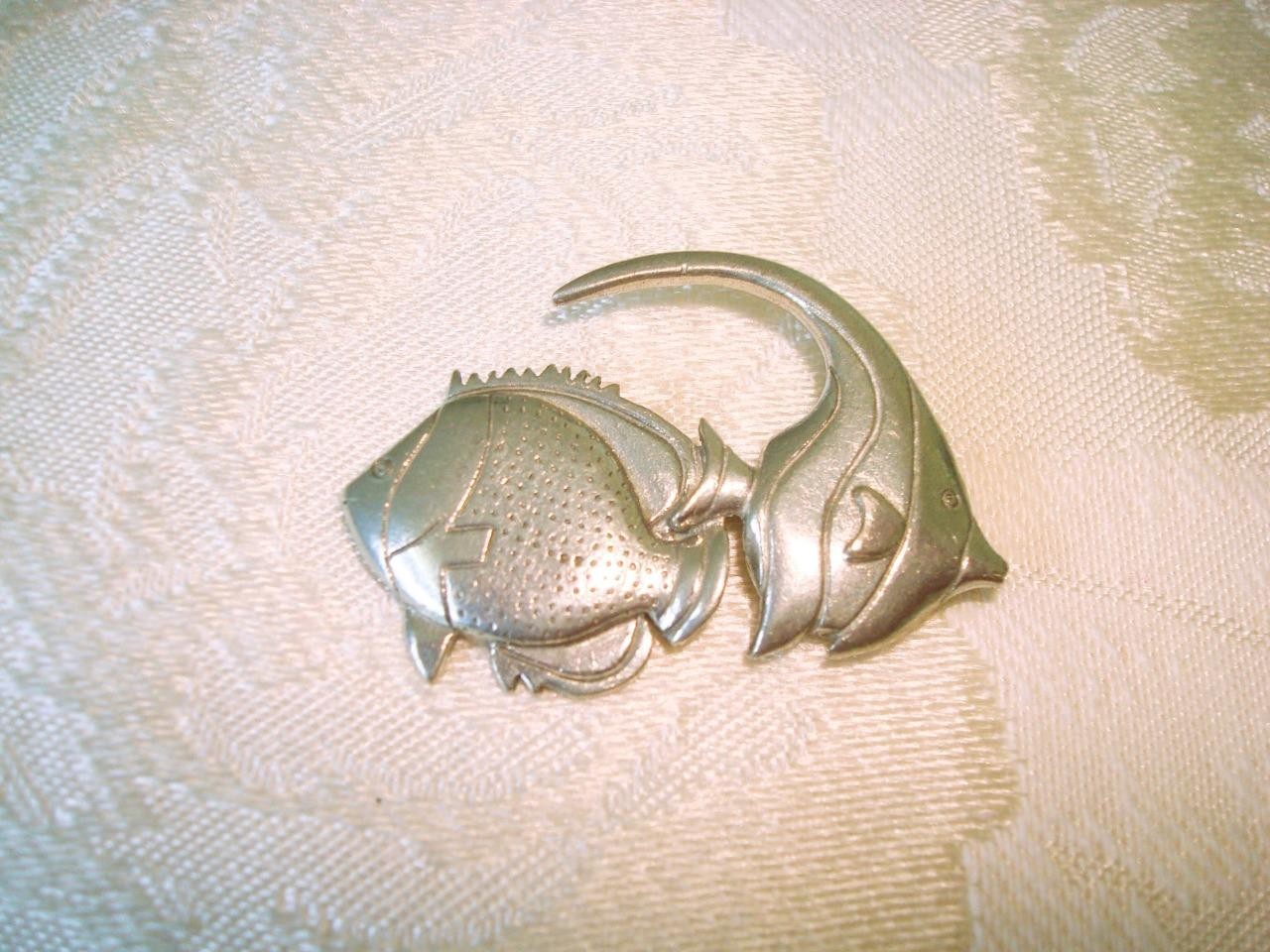 Vintage Clift Pewter Fish Pin Brooch KJ