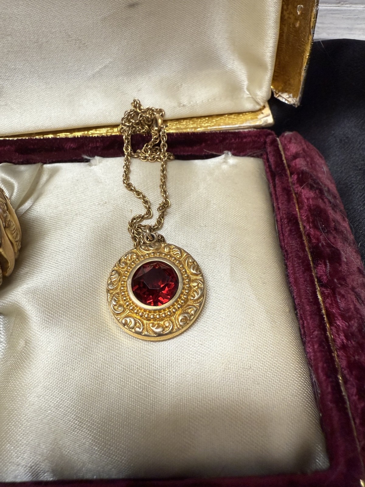 Antique Expansion Bracelet Necklace Set American Queen Pitman Keeler Red Stone