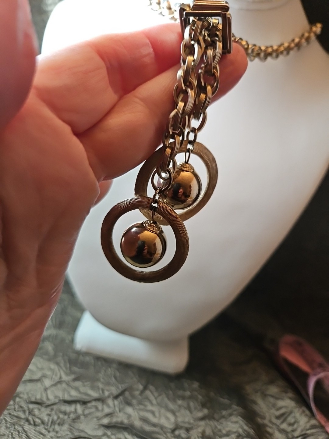BOLERO LARIATE SLIDE NECKLACE Tassles of Orbitting Planets Mid-Century MCM 50s