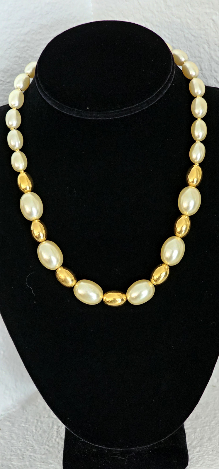 MONET & NAPIER necklaces white and gold tone faux pearls 17″ & 18″. STUNNING Pc.