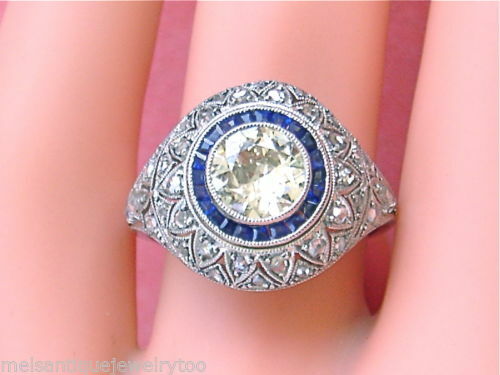 1.65Ct White Round Bezel CZ Art Deco Engagement Ring In 925 Sterling Silver