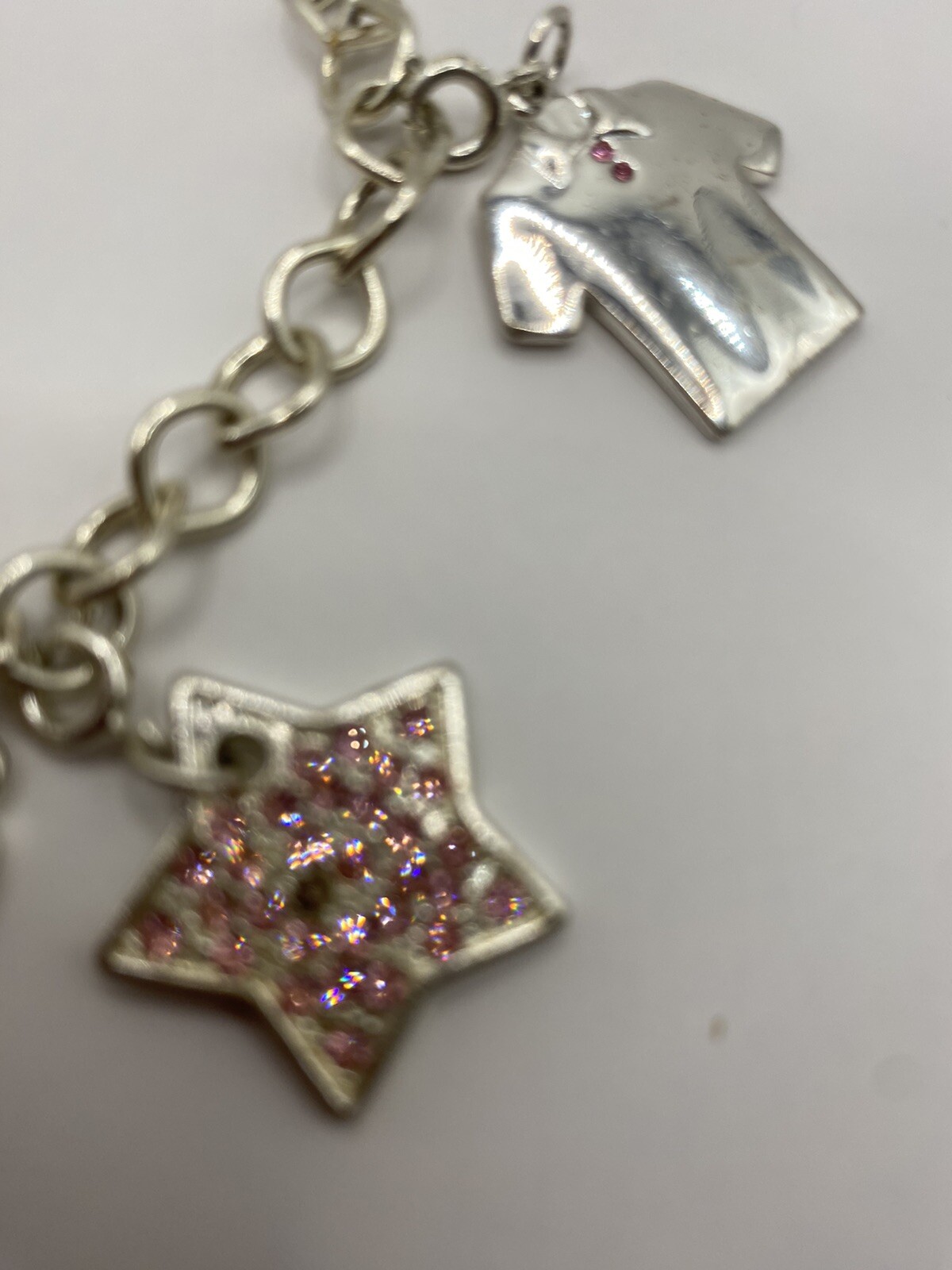 7 1/4″ Charm Bracelet W/ 5 Silver Tone Women/ Girl Accessories Charms