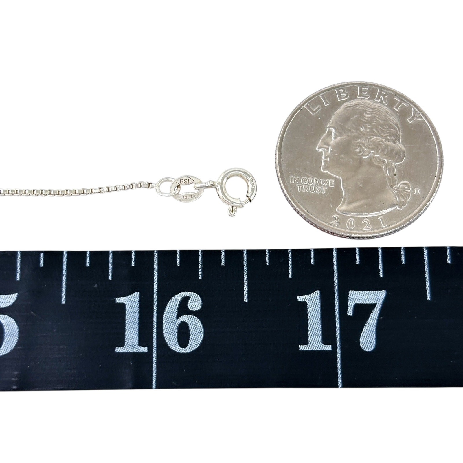 Vintage Italy Sterling Silver 925 Box Chain Necklace 16.5″