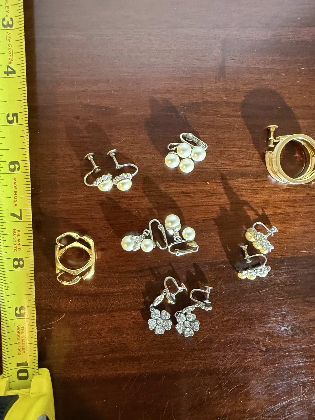 Lot of 7 Vintage 60’s Era Earrings Clip On Screw Back MCM Trifari Gold Silver