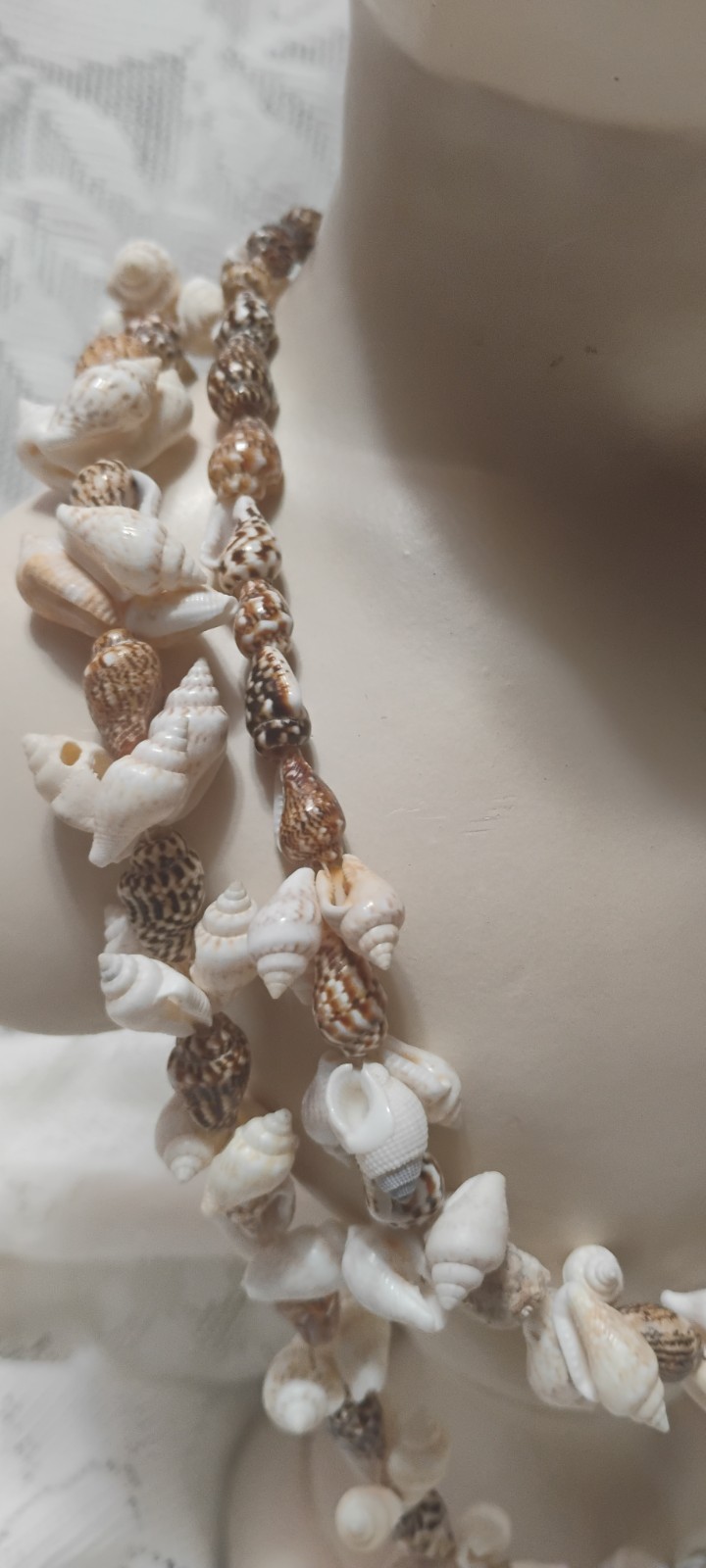 Vintage Boho Natural Small Conch Sea Shell Necklace 36” LONG! Quality Handmade