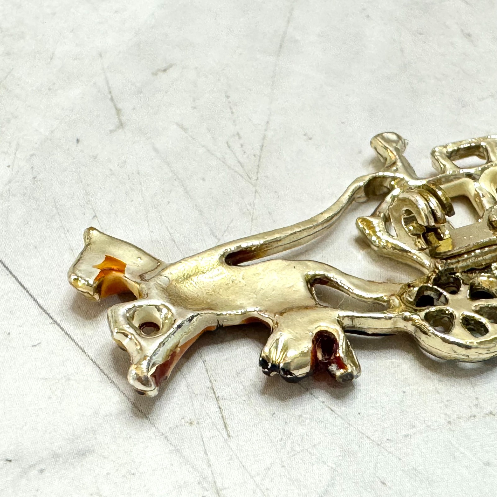 Vintage Brooch Enamel Horse Western Wagon Coach Gold Tone Estate 2″ Pin Dainty
