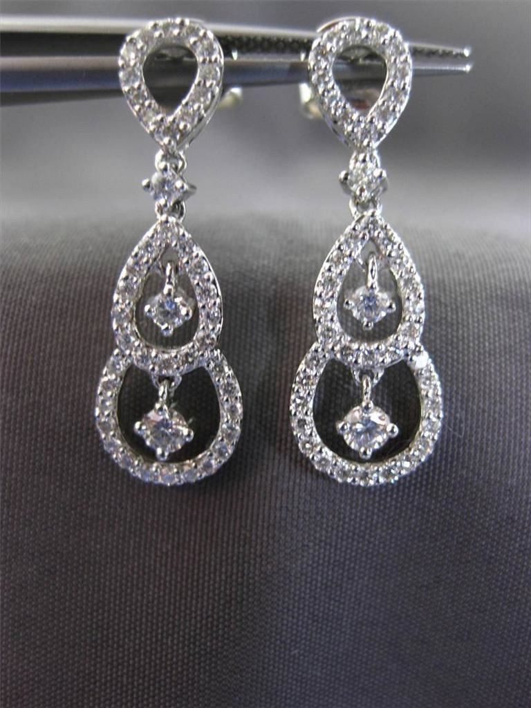 ESTATE .77CT DIAMOND 18KT WHITE GOLD FLOATING CHANDELIER EARRINGS F/G VVS VS