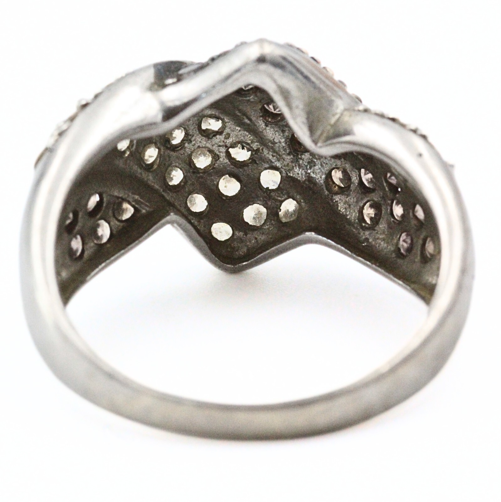 Stunning Meda Signed Sterling Silver White Brown CZ Stunning Ring Sz 9.5