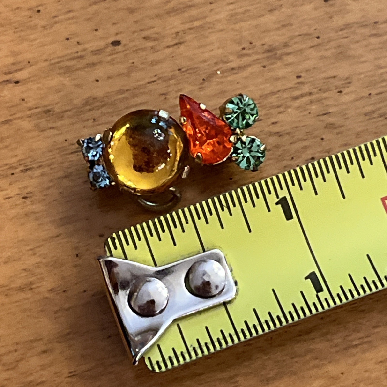 Vintage Made In Austria Mouse Brooch Prong Set Cabochon & Faceted Crystals