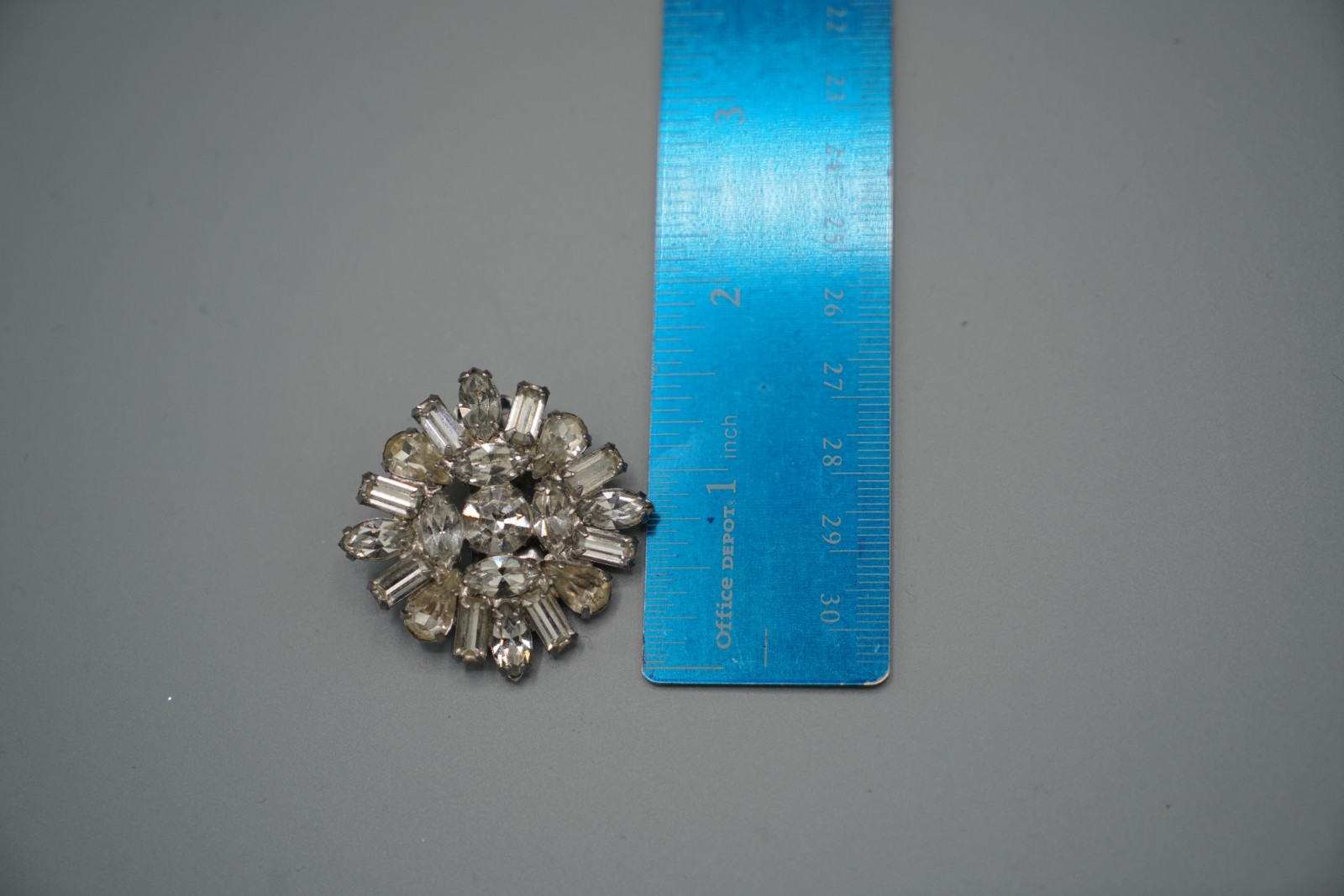 Vintage Rhinestone Clip On/ Screw Back Earrings-Clear/Silver-Topaz/Citrine Color