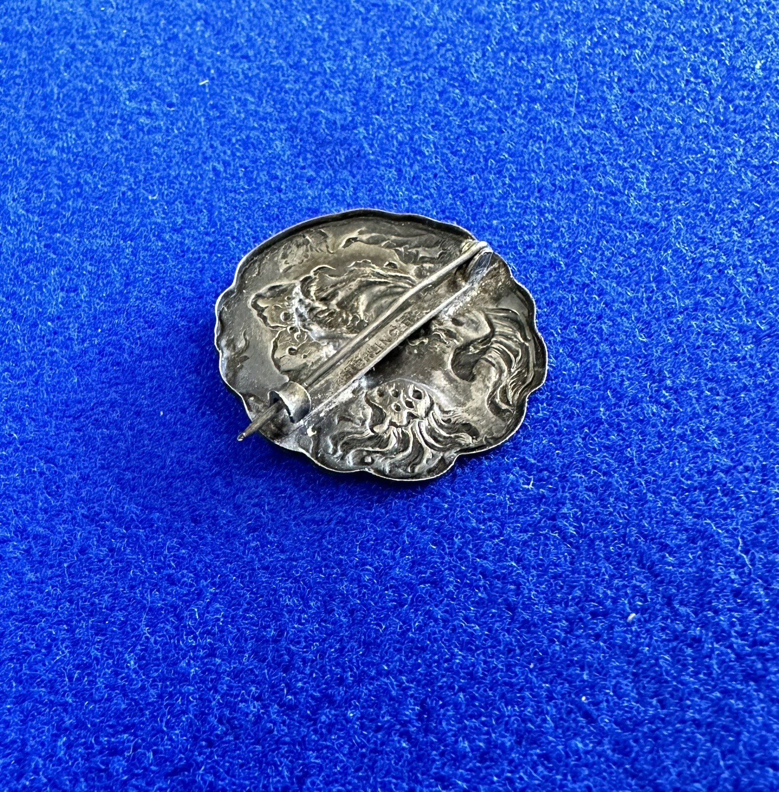 Art Nouveau Brooch Sterling Top Lady’s Portrait With Totally Original Hook Clasp