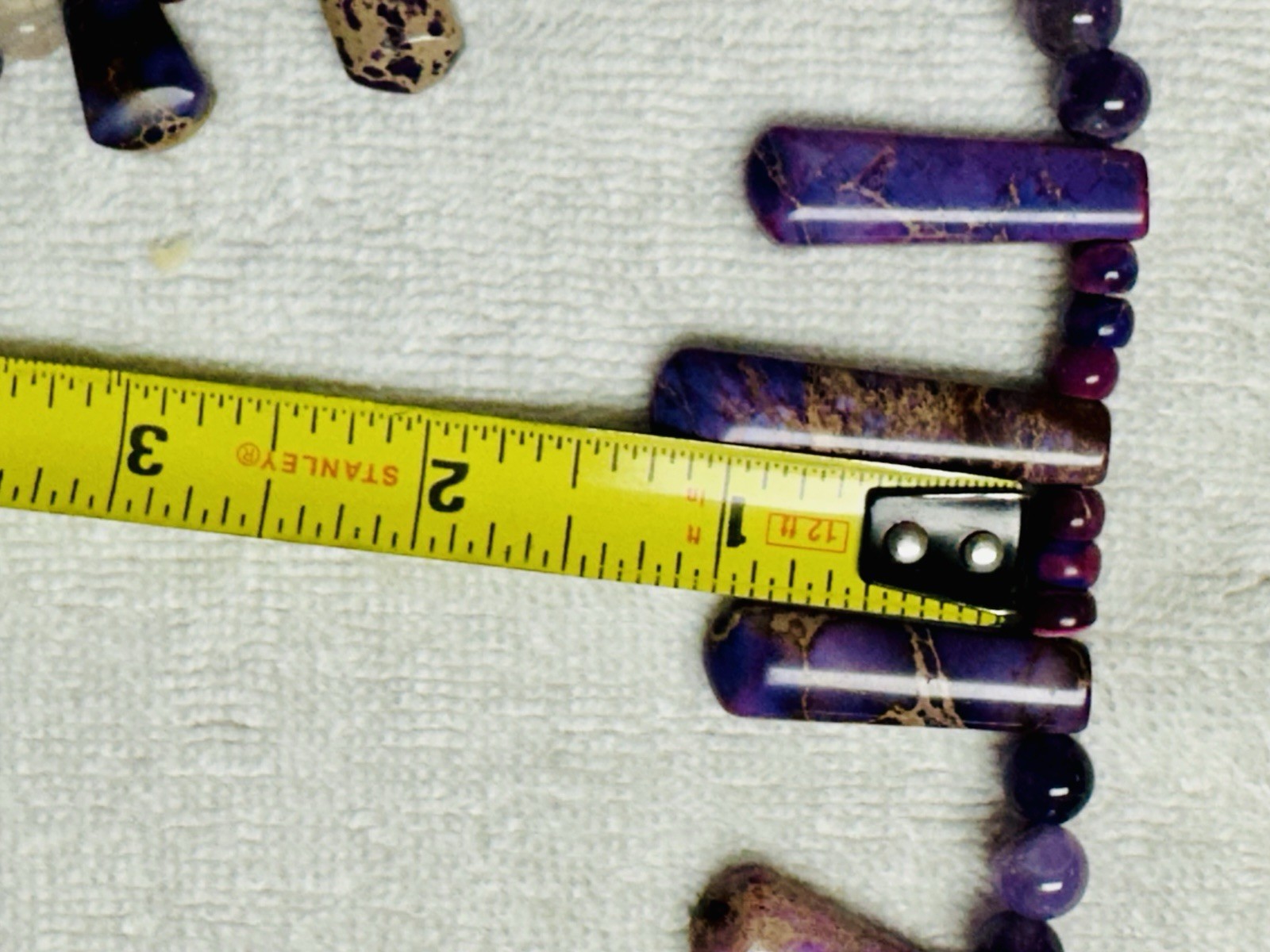 Glass Purple Blue Stone Bead Fringe Bib Necklace n0179