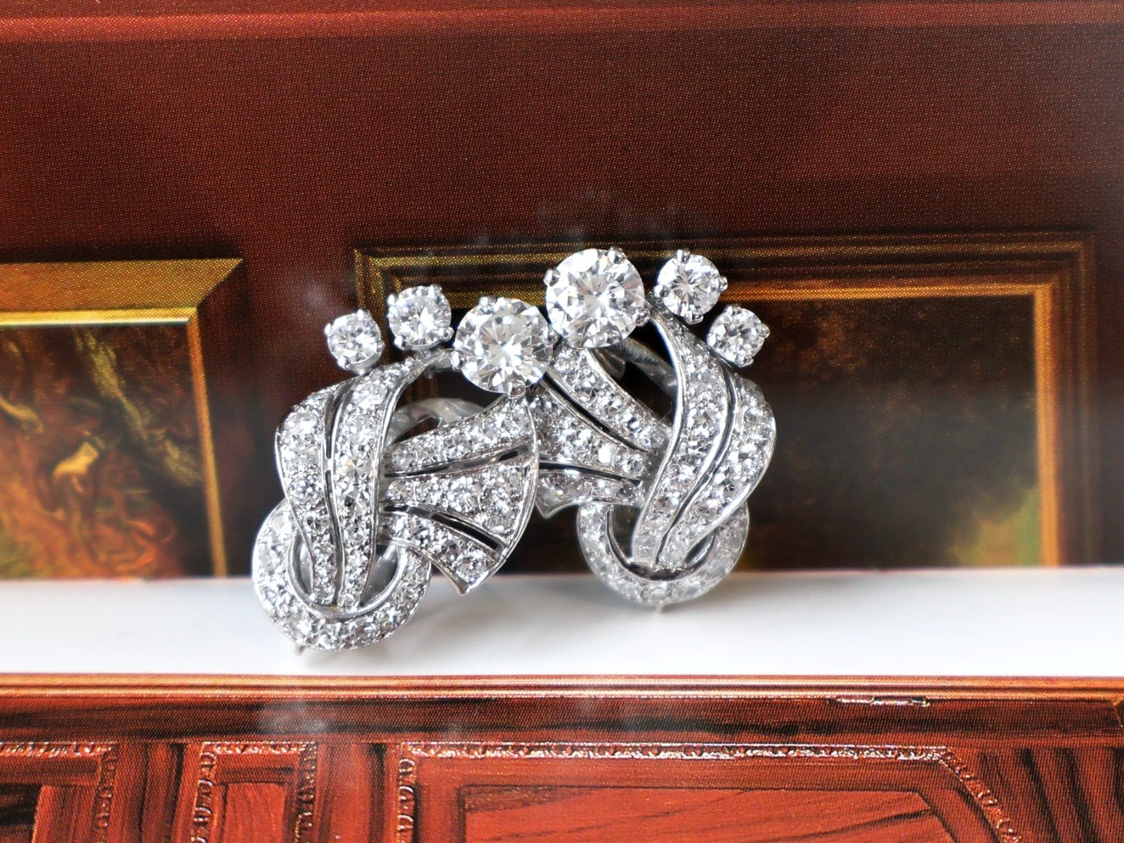 Vintage Art Deco 5.09Ct Diamond and Platinum Earrings Circa 1950