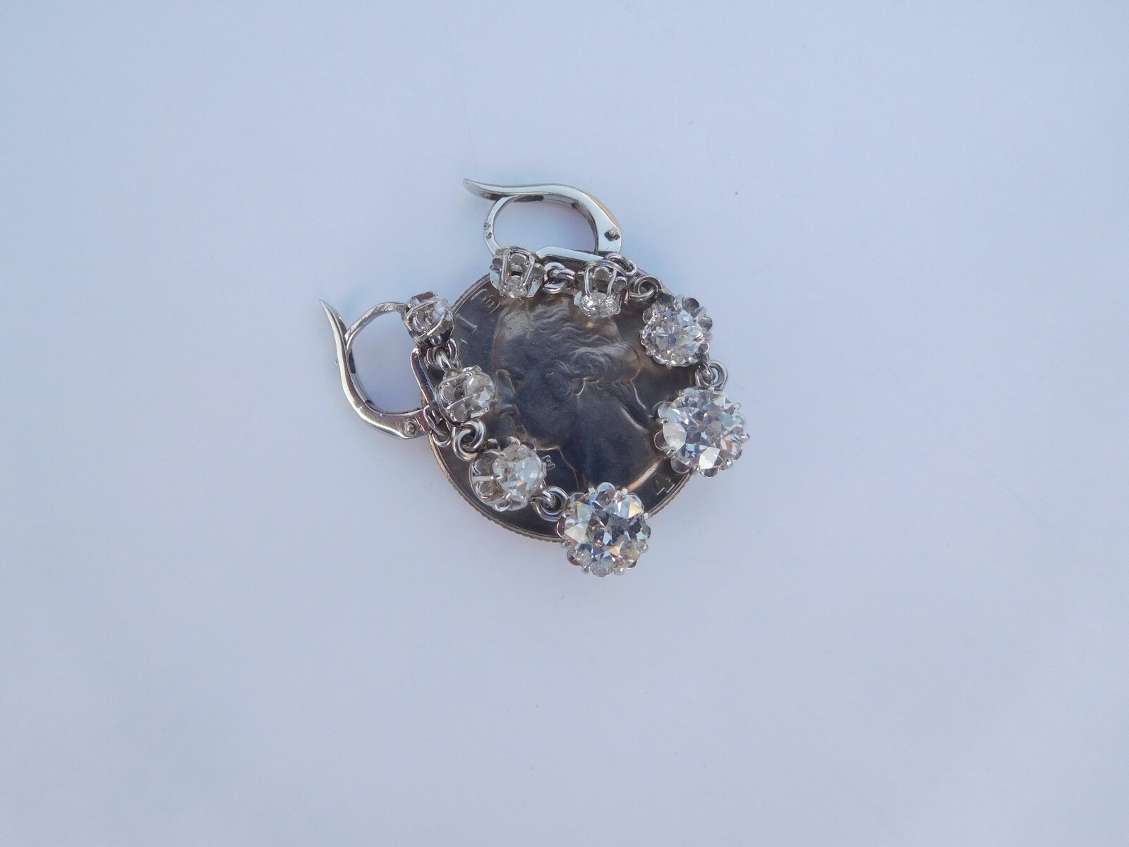 French Art Deco 850 900 Platinum Approximately 2 Carats Diamonds Earrings 💎