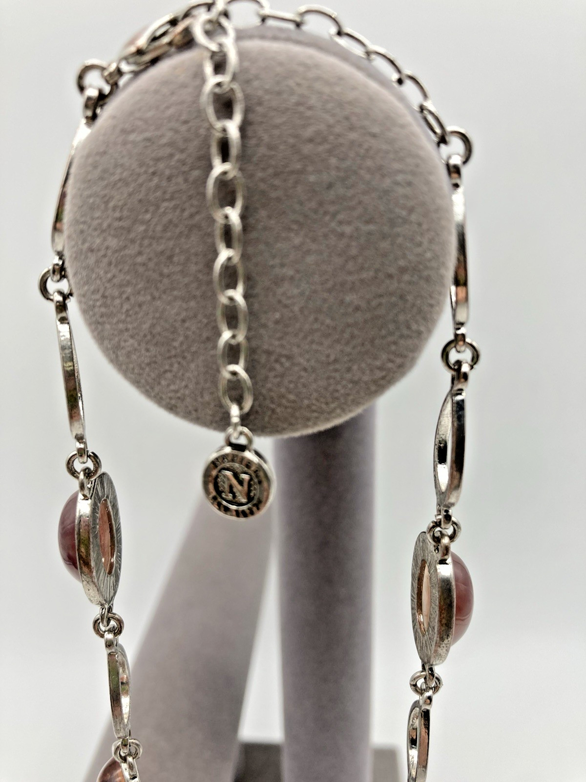 Vintage *Napier* Necklace 16″- 19″ Silvertone Multicolor Jelly / Glass Stones