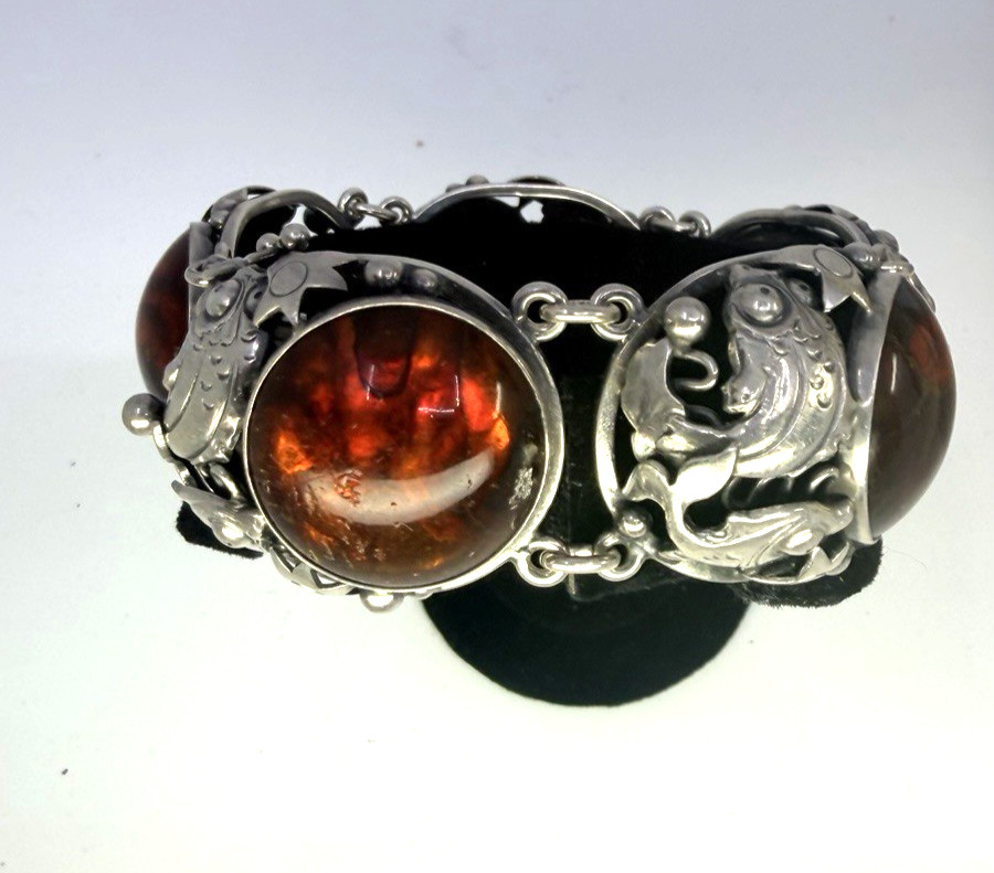 N.E. From Denmark vintage sterling Set Necklace Bracelet Clip On Screw Earrings