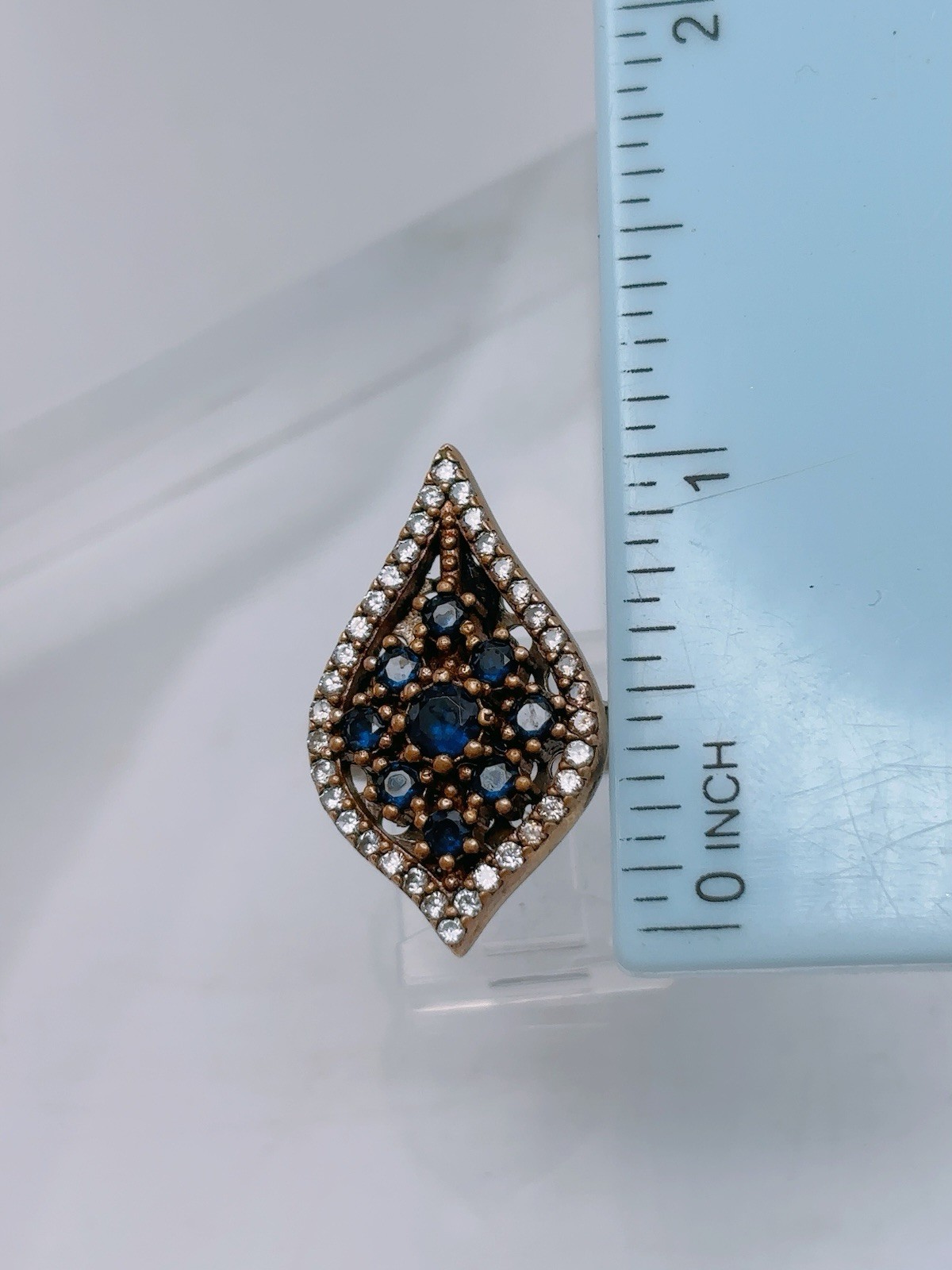 Sterling Silver 925 Turkish Rhombus Iolite Stone Ring Sz 8 Antique Unique