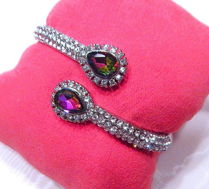 Retro Vintage Dragon Fire Mystic Rhinestone Bypass Cuff Bracelet MONET NWOT S43