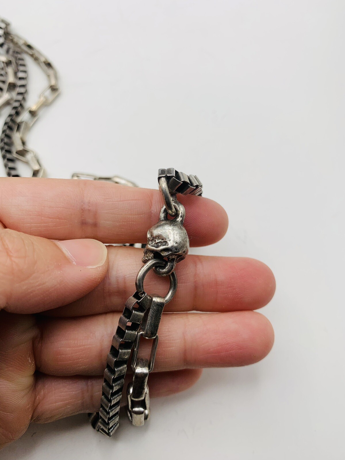 Vintage Designed Signed The Kooples Paris Skull Chunky Layered Chain Necklace