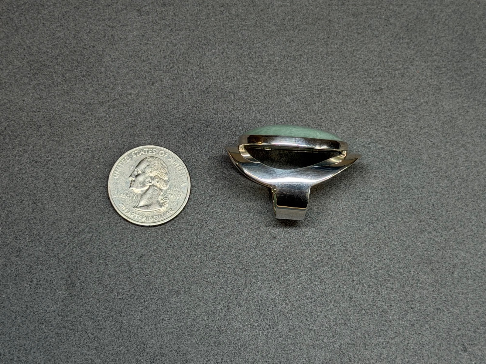 DOMINIQUE DINOUART DDD Mexico 925 Silver Large Cabochon Amazonite Ring Size 7.5