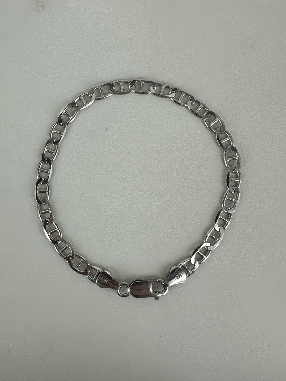Vintage Sterling Silver 5mm Mariner Link Chain Bracelet 8”