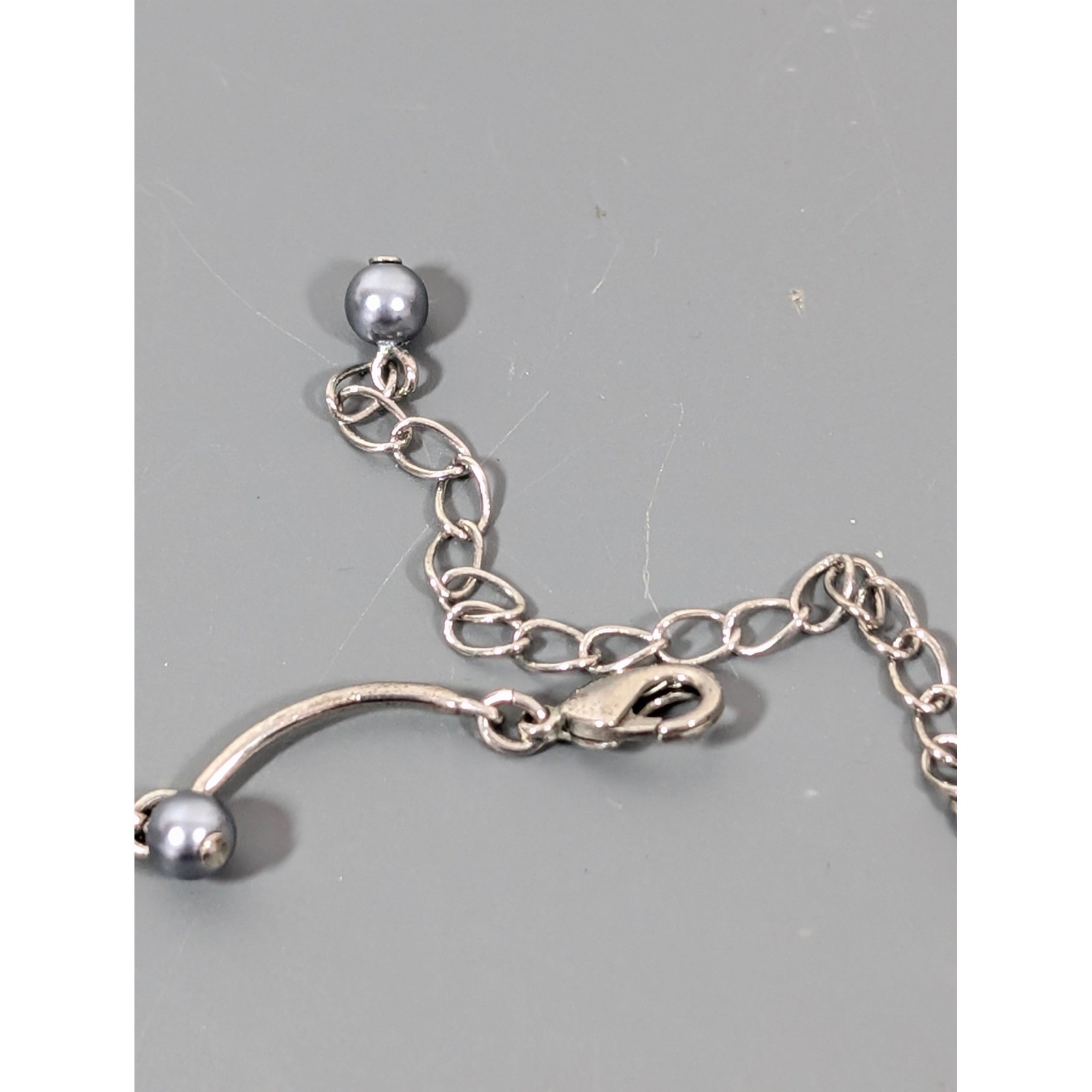 Avon Silver Tone Station Necklace Dangling Bead Drops Minimalist 18″