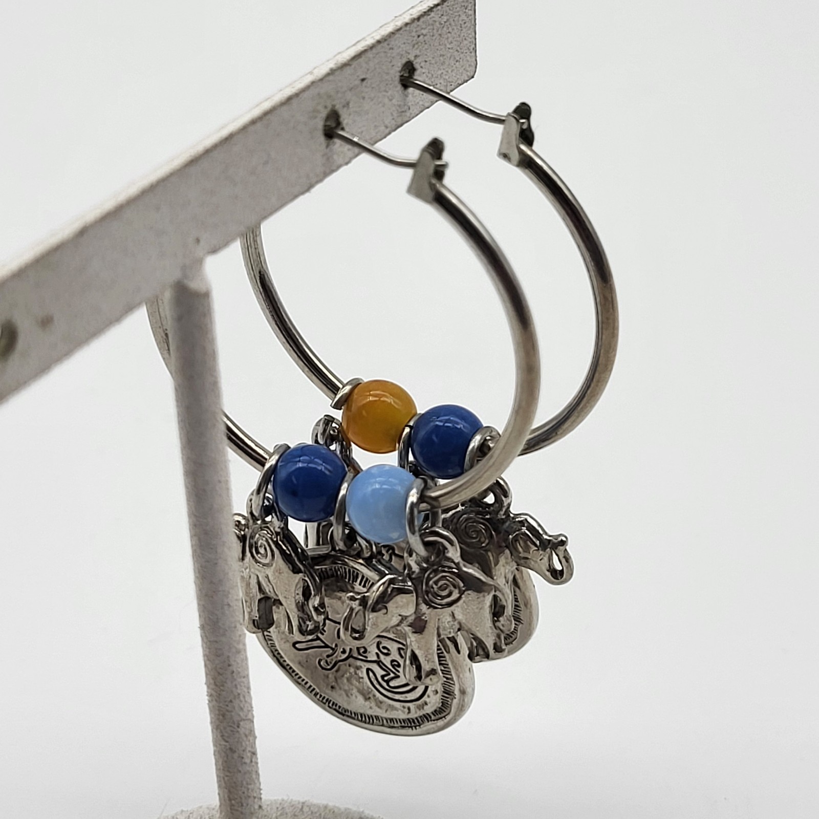Fabulous Flamboyant Boho hoop charm earrings Safari Elephant leopard Cheetah Cat