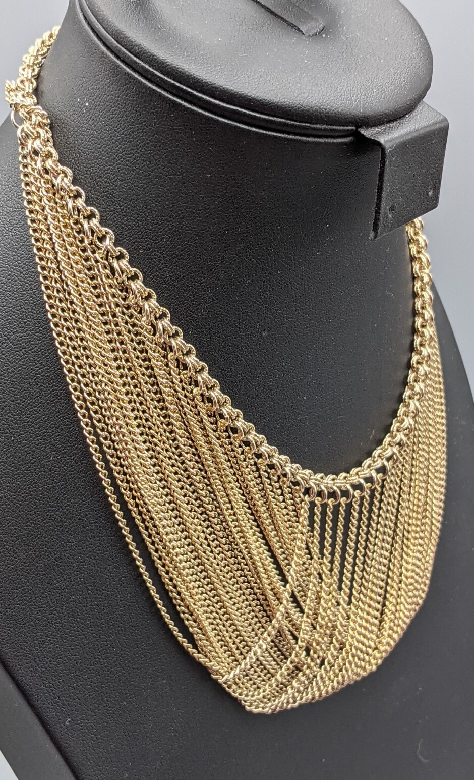 Vintage Gold Tone Cascading 15 in Necklace 17 Strands