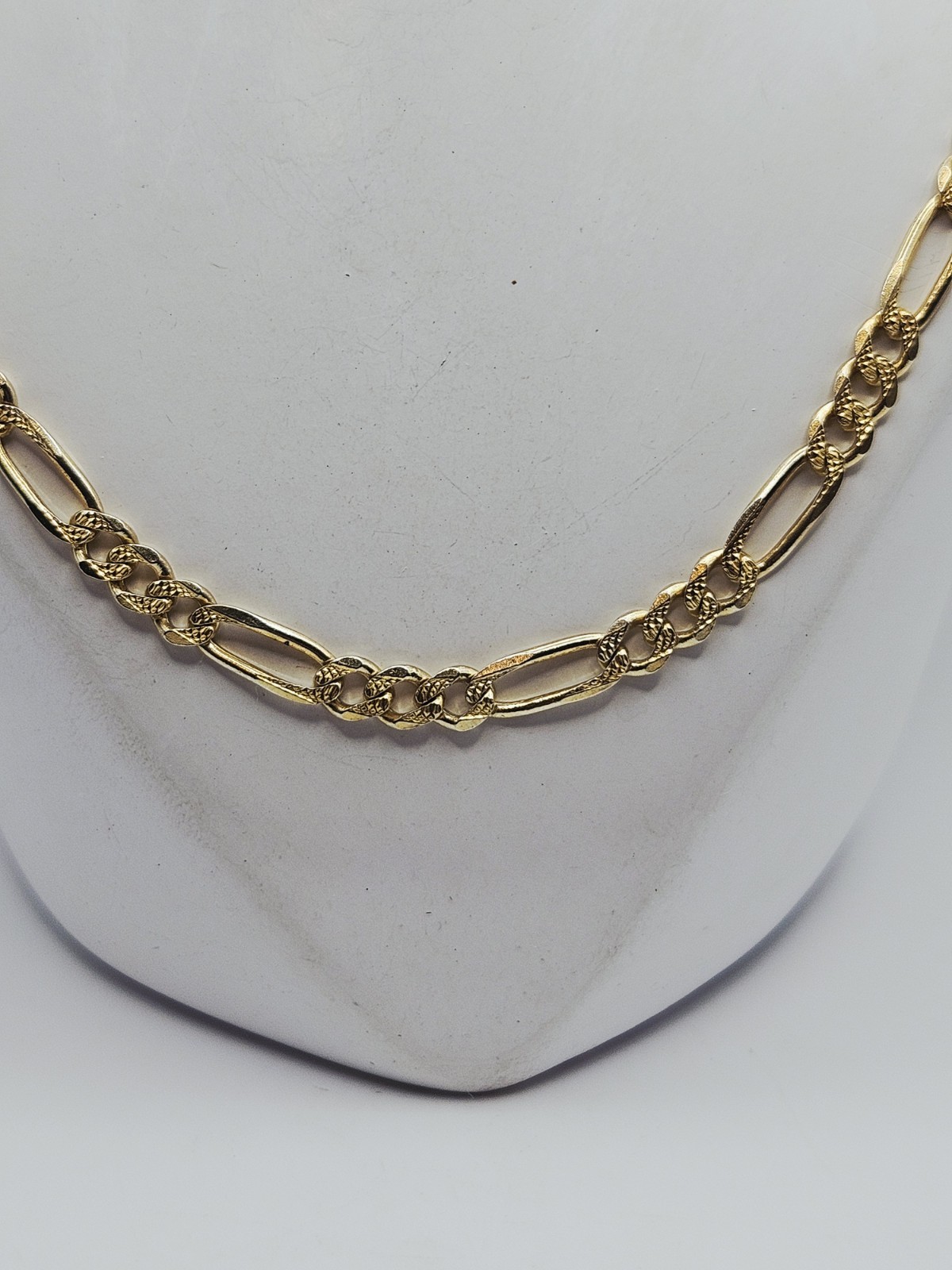 Sterling Silver Vermeil Diamond Cut 5mm Figaro Chain Necklace 24″