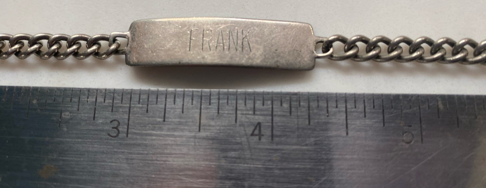 Vintage Stainless Steel ID Bracelet Sister Hook Clasp Engraving on It “FRANK”